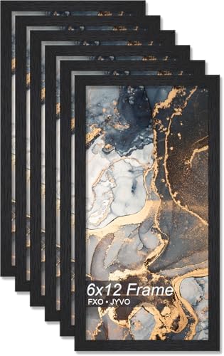 6x12 Picture Frame Set of 6 Black Engineered Wood Tabletop/Wall Hanging by Fxojyvo
