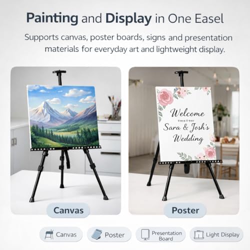 NS JYMB Easel Stand for Sign and Painting, 17-66 Inch Adjustable, Black - Image 4