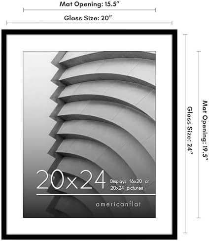Americanflat 20x24 Poster Frame - Matted to 16x20 - Slim Molding - Black - Image 2