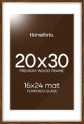 Homeforia 20x30 Brown Oak Picture Frame, High-End Wood, 16x24 Mat, Glass by Homeforia