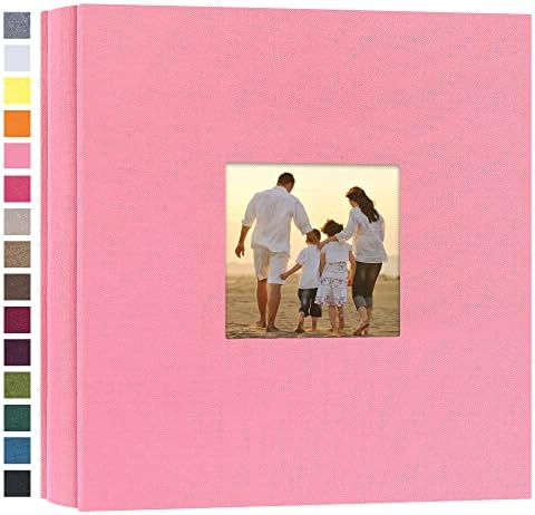 potricher Photo Album 4x6 Pictures, 200 Pockets, Linen Cover, Pink by potricher