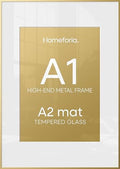 Homeforia A1 Gold Poster Frame, High-End Metal, A2 Mat, Glass by Homeforia