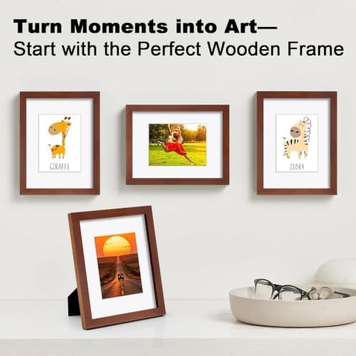 RPJC 9x12 Solid Wood Picture Frame Real Glass Cover Brown - Image 2