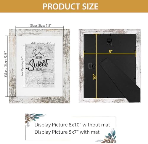 Califortree Rustic White 8x10 Picture Frame - Display Photos 5x7 with Mat or 8x10 Without Mat - HD Glass Inside, Horizontal and Vertical Display for Wall and Tabletop - Set of 2 - Image 5