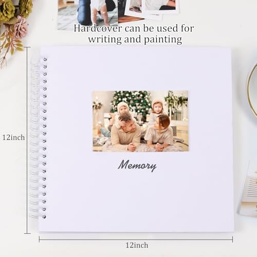 RECUTMS 12 x 12 Inch Scrapbook 60 Page Kraft Paper DIY Wedding Album White - Image 3