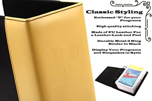 2Fold Binder for Holding Broadway Play Program and Theater Programs with 30 Custom Sheet Protectors - PU Leather - Fits Programs from Mid 1980s to Modern (Yellow/Black EmbossedP) - Image 4