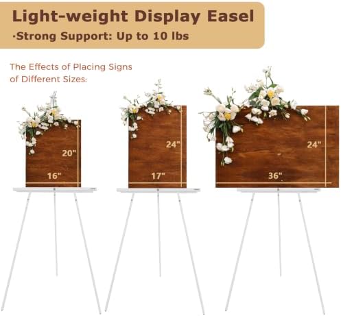 VISWIN 63" White Easel Stand for Wedding Signs, Adjustable Wooden Display Easel with Holder, Tripod Floor Easel for Welcome Board, Poster, Picture, Photos, Paintings - Image 4