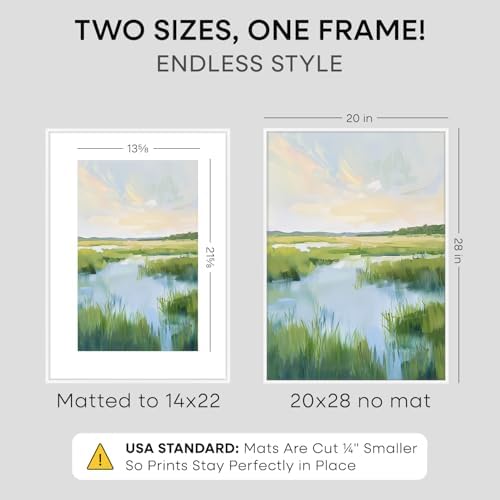 Homeforia 20x28 White Picture Frame, High-End Metal, 14x22 Mat, Glass - Image 3