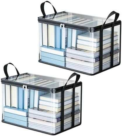 2 Pack Clear Comic Book Storage Containers, Black by SKYJORMY