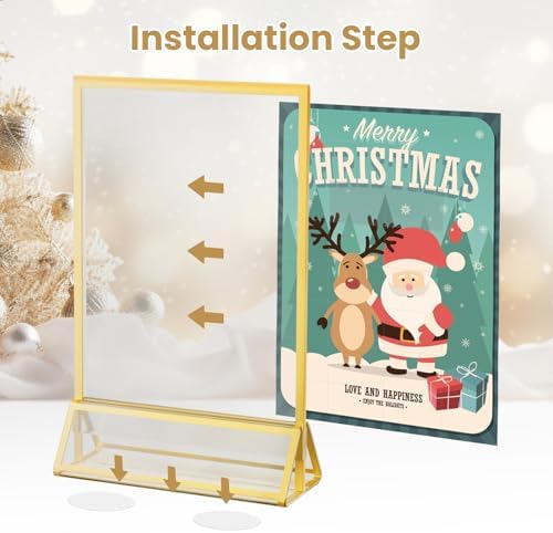 6PCS Acrylic Sign Holder 8.5X11 Double-Sided Gold Frames - Image 6