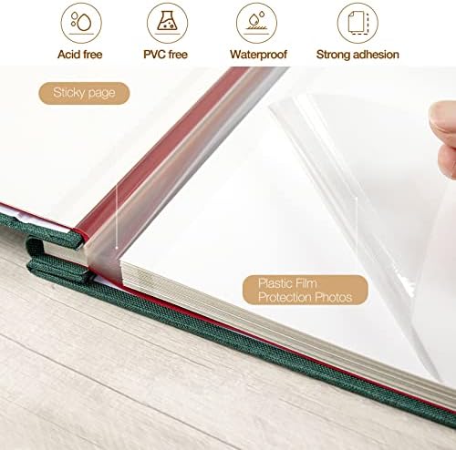 potricher Self Adhesive Photo Album 40 Pages, Linen cover, Dark Green - Image 4