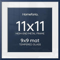 Homeforia 11x11 Blue Picture Frame, High-End Metal, 9x9 Mat, Glass by Homeforia