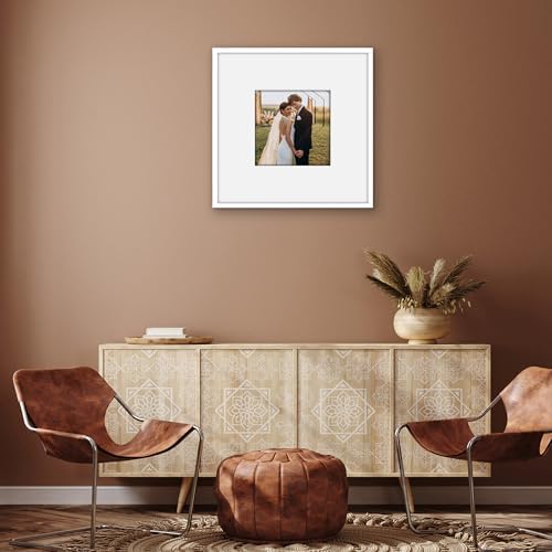 Americanflat 24x24 Poster Frame - Matted to 12x12 - Slim Molding - White - Image 6