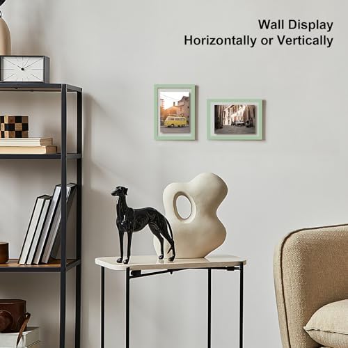 Egofine 4x6 Floating Frames Set of 2, Double Plexiglass Picture Frame, Made of Solid Wood Display Any Size Photo up to 4x6, Wall Mount or Tabletop Standing, Green - Image 6