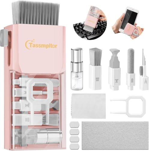 Keyboard Cleaning Kit, All-in-One Laptop & Computer Screen Cleaner, Pink by Tassmpitor
