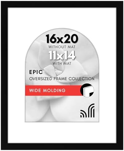 Americanflat 16x20 Poster Frame - Matted to 11x14 - Engineered Wood - Black by Americanflat
