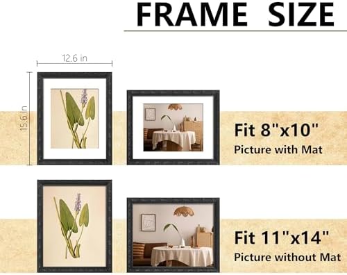 VIOLABBEY 11x14 Picture Frame Black, Ornate Vintage Photo Frame - Image 2