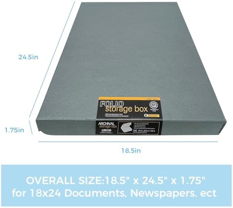 Lineco Clamshell Archival Storage Box, 18.5x24.5x1.75 Inch, Gray, Pack of 2 - Image 2