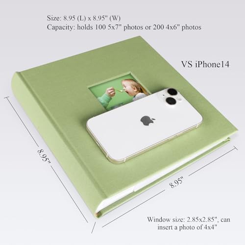 1DOT2 Photo Album with Writing Space, 100 Pages, Linen Cover, Sage Green - Image 6