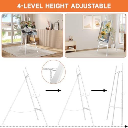 Easel Stand for Sign, 4-Tier Height Adjustable, White - Image 5