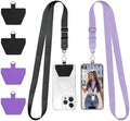 Doormoon Phone Lanyard, Universal Adjustable Neck Strap for Phone Case Keys ID Badges Cell Phone Lanyard Compatible with iPhone, Samsung, Most Smartphones, 2 Pack, Black Light Purple by Doormoon