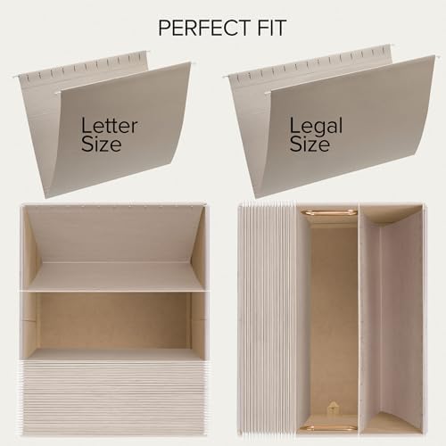 Decorative File Organizer Box Set of 2 - Collapsible Linen Filing Cabinets - Image 5