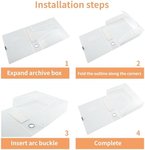 HUA JIE 6 Pack A4 Storage File Boxes Plastic Archives Cases,Transparent - Image 4