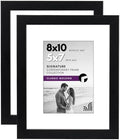 Americanflat 8x10 Picture Frame with Shatter-Resistant Glass - Set of 2 - Use as 5x7 Frame with Mat or Display 8x10 Photo Without Mat - Signature Collection - Photo Frames for Tabletop or Wall - Black by Americanflat