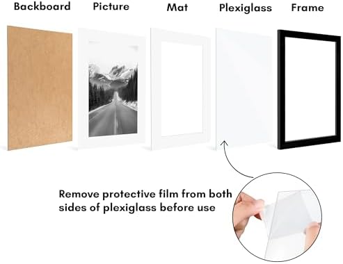 Americanflat 11x15 Picture Frame 5-Pack - Matted to 8x12 - Black - Image 4