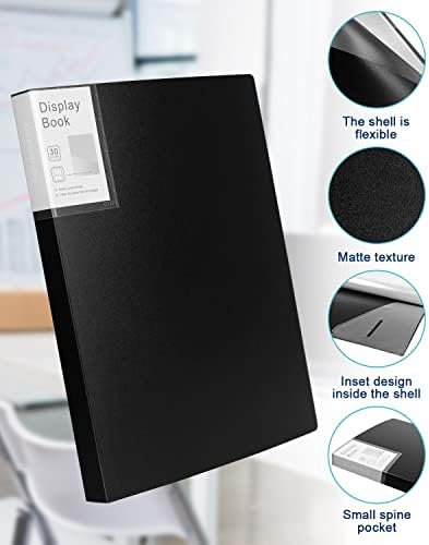 Portfolio Folder for Artwork Art Portfolio Binder 2 Packs 9"x12" Demo Book Black Portfolio Folder with Protective Film Binder with Plastic Sleeve 30 Pockets 60 Page Capacity - Image 4