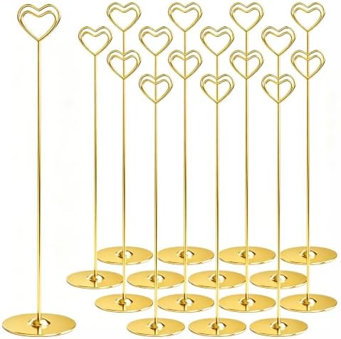 Urban Deco 16PK Gold Table Number Holders 12 Inch Place Card Holders Table Card Holders Steel Card Holders for Photos, Food Signs, Memo Notes, Weddings, Restaurants, Birthdays by UrbanDeco