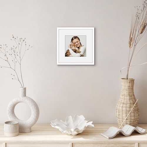 Americanflat 8x8 Picture Frame - Matted to 5x5 - Slim Molding - White - Image 6