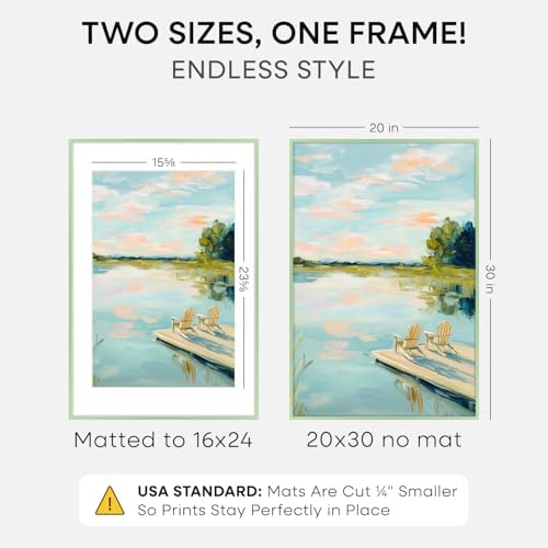 Homeforia 20x30 Green Picture Frame, High-End Metal, 16x24 Mat, Glass - Image 2