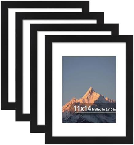 11x14 Picture Frame Set of 4 with Real Glass, Wall Mount by SZYUU