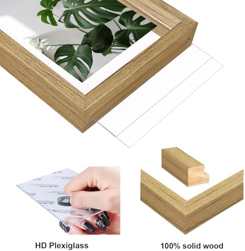 Egofine 9x12 Floating Frames Set of 2, Double Plexiglass Picture Frame, Made of Solid Wood Display Any Size Photo up to 9x12, Wall Mount or Tabletop Standing, Carbonized - Image 7