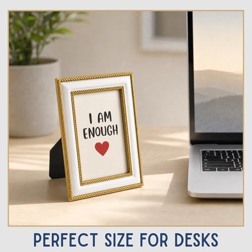 2x3 Mini Picture Frame: White Enamel + Gold Rope Trim - Image 6