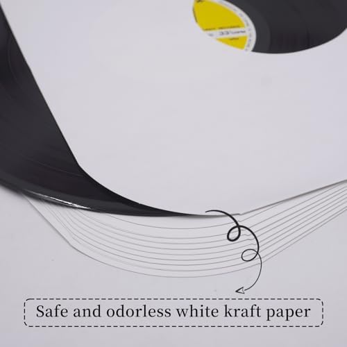 12″ Vinyl Record Inner Paper Sleeves White Kraft Paper for 33 RPM - 10 Pcs - Image 5