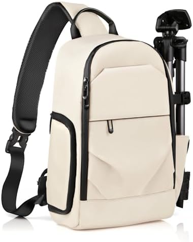 TAAOKA Camera Sling Bag for Photographe – Waterproof Crossbody Camera Bag with Fast Access Pockets, DSLR Cute Camera Bag for Nikon/Sony/Canon (Beige) by TAAOKA