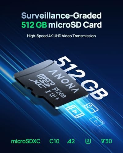 Anona Micro SD Card 512 GB Memory Card, Up to 100MB/s, Suitable Pano 4K Indoor Camera - Image 3