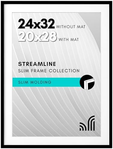 Americanflat 24x32 Poster Frame - Matted to 20x28 - Slim Molding - Black by Americanflat
