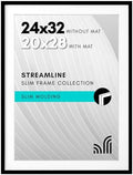 Americanflat 24x32 Poster Frame - Matted to 20x28 - Slim Molding - Black by Americanflat