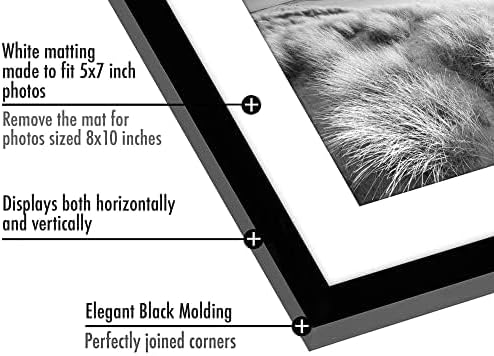 Americanflat 8x10 Picture Frame 5-Pack - Matted to 5x7 - Black - Image 3