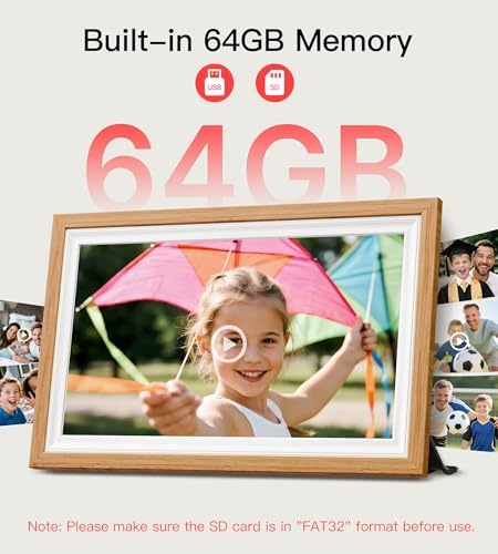 64GB Frameo 15.6" Digital Picture Frame Large 1920 x 1080 IPS FHD Touch Screen WiFi Electronic Photo Frames Share Moments Instantly Anywhere Best Gifts for Parents and Grandparents Natural Wood - Image 4