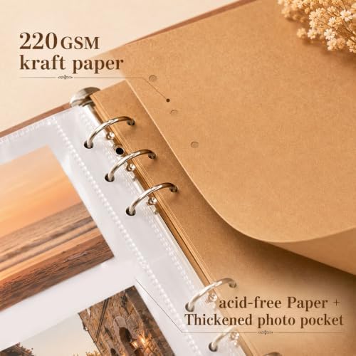 Small Photo Album 4x6 60 Photos, Albums 6 Ring DIY Scrapbook with 20 Writing kraft paper Baby Picture Album Scrapbook Photo Album with Metal Clasp (Heart, 4x6-60 Pockets) - Image 5