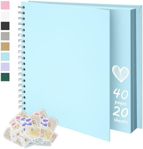 DIY Scrapbook Photo Album,40 Pages,8x8 Inch,Light Blue by Remowith