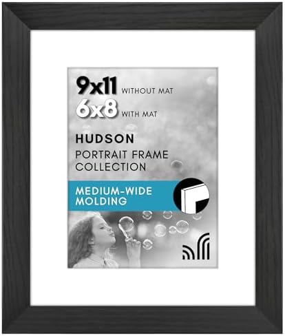 Americanflat 9x11 Picture Frame - Matted to 6x8 - Engineered Wood - Black by Americanflat