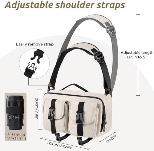 TAAOKA Camera Sling Bag,DSLR Camera Bag with Tripod Holder,Waterproof Camera Shoulder Crossbody Bag for Photographers (Beige) - Image 4