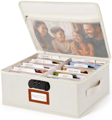 HULISEN Photo Storage Box with Lock, Photo Organizer for 2000+ 4x6 Pictures by HULISEN