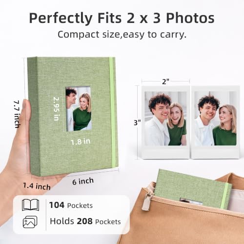 Vienrose Mini Polaroid Photo Album 208 Photos 2x3 Inch Grass Green 1 PACK - Image 6