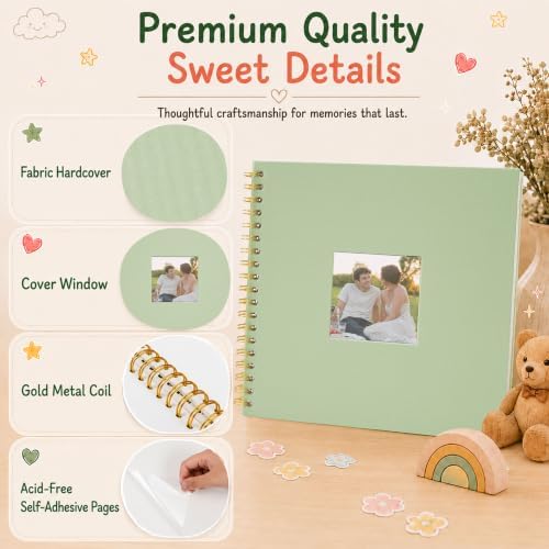 10x10 Spiral Self Adhesive Photo Album 40 Pages Grass Green - Image 2